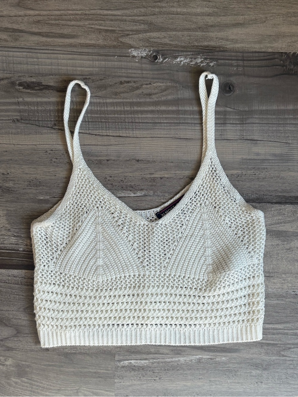 Almost Famous Cream/White Crochet Crop Tank